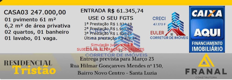 Imagem Casa com 2 Quartos à Venda, 74 m² em Novo Centro - Santa Luzia