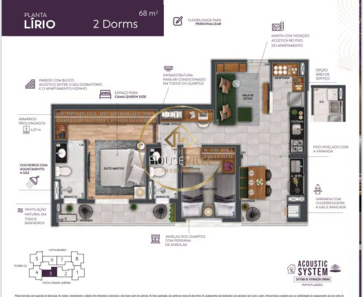 Apartamento com 2 Quartos à Venda, 68 m² em Jardim Satélite - São José Dos Campos