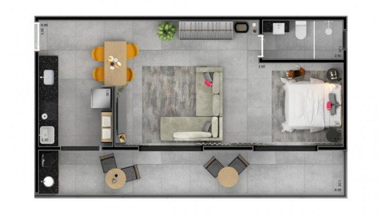 Foto do imóvel Apartamento com 1 Quarto à Venda, 57 m² em Ponta Da Praia - Santos