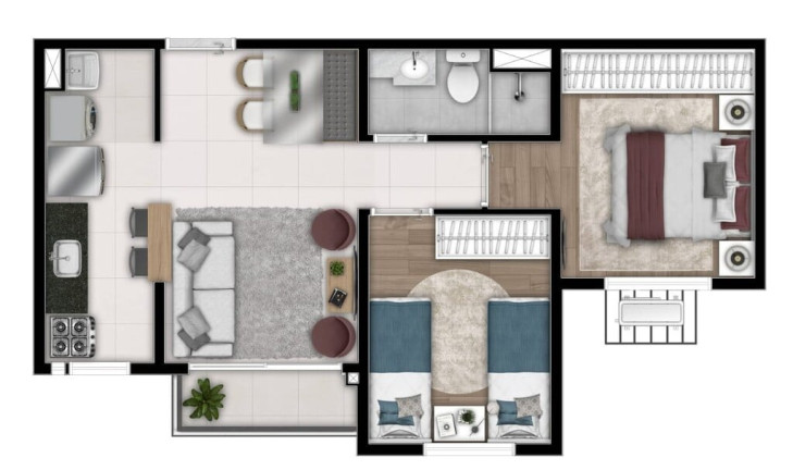 Imagem Apartamento com 2 Quartos à Venda, 42 m² em Setor Sudoeste - Goiânia