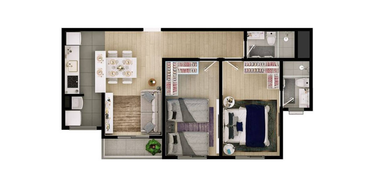 Apartamento com 2 Quartos à Venda, 58 m² em Pinheirinho - Vinhedo