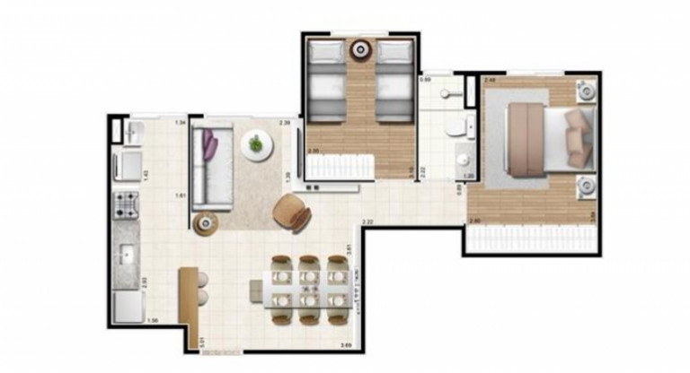 Imagem Apartamento com 3 Quartos à Venda, 66 m² em Parque Residencial João Luiz - Hortolândia