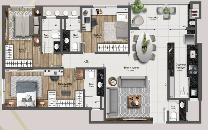 Apartamento com 2 Quartos à Venda, 113 m² em Kobrasol - São José