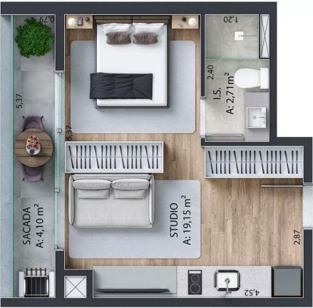 Imagem Cobertura com 1 Quarto à Venda, 73 m² em Bigorrilho - Curitiba