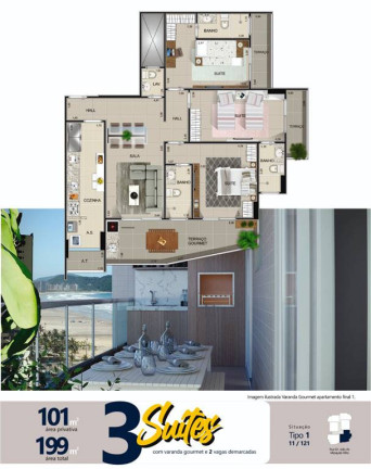 Imagem Apartamento com 3 Quartos à Venda, 101 m² em Aviação - Praia Grande