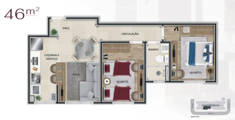 Imagem Apartamento com 2 Quartos à Venda, 46 m² em Guarani - Belo Horizonte