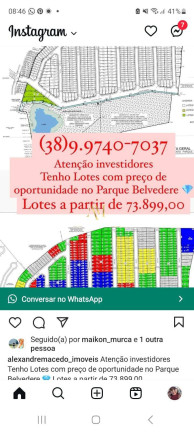 Terreno à Venda, 180 m² em Parque Belvedere - Montes Claros