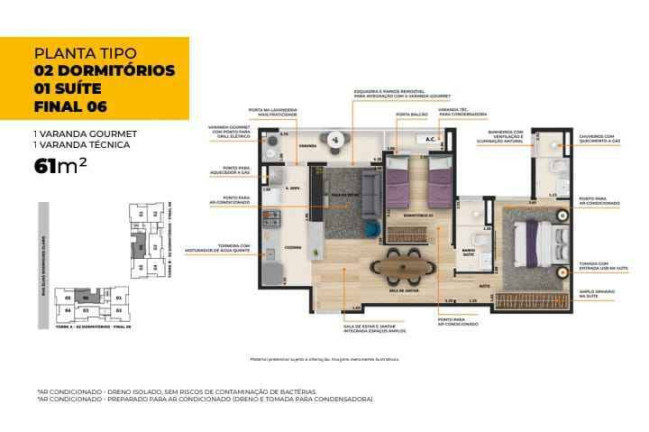 Imagem Apartamento com 2 Quartos à Venda, 61 m² em Jardim São Carlos - Sorocaba