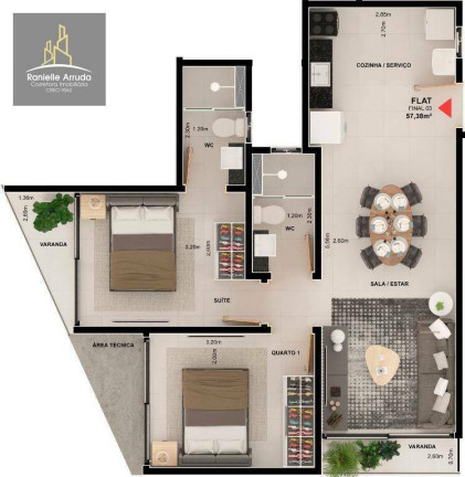 Imagem Apartamento com 2 Quartos à Venda, 60 m² em Jardim Oceania - João Pessoa