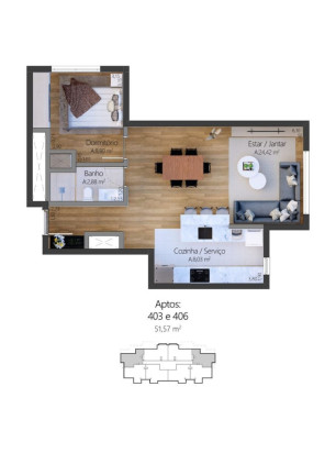Imagem Apartamento com 1 Quarto à Venda, 51 m² em Moura - Gramado Imagem Apartamento com 1 Quarto à Venda, 51 m² em Moura - Gramado