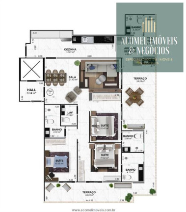 Imagem Apartamento com 3 Quartos à Venda, 140 m² em Vila Caiçara - Praia Grande
