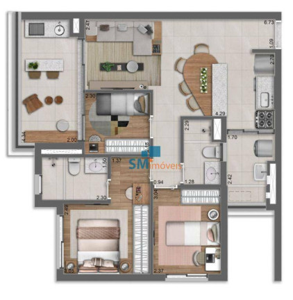 Imagem Apartamento com 2 Quartos à Venda, 61 m² em Granja Julieta - São Paulo Imagem Apartamento com 2 Quartos à Venda, 61 m² em Granja Julieta - São Paulo