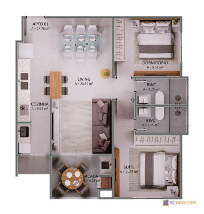 Imagem Apartamento com 2 Quartos à Venda, 67 m² em Praia Brava - Itajaí