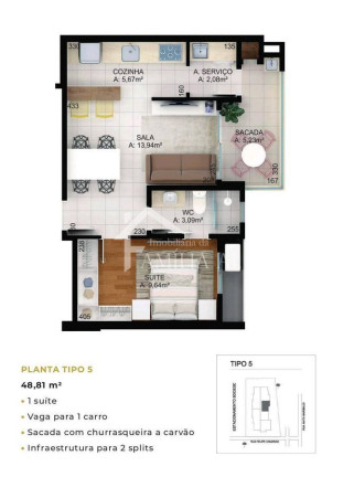 Apartamento com 1 Quarto à Venda, 49 m² em Anita Garibaldi - Joinville
