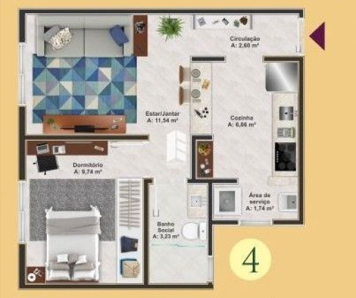 Imagem Apartamento com 1 Quarto à Venda, 48 m² em Nossa Senhora Do Rosário - Santa Maria Imagem Apartamento com 1 Quarto à Venda, 48 m² em Nossa Senhora Do Rosário - Santa Maria