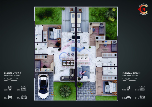 Imagem Casa com 3 Quartos à Venda, 85 m² em Estação - Araucária Imagem Casa com 3 Quartos à Venda, 85 m² em Estação - Araucária
