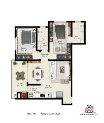 Imagem Apartamento com 2 Quartos à Venda, 68 m² em Pagani - Palhoça