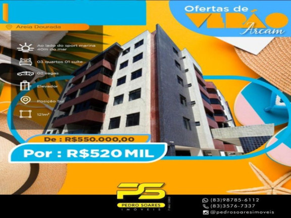 Apartamento com 3 Quartos à Venda, 121 m² em Areia Dourada - Cabedelo