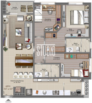 Apartamento com 3 Quartos à Venda, 94 m² em Planalto - Carlos Barbosa