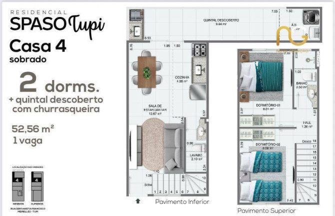 Sobrado com 2 Quartos à Venda, 52 m² em Tupi - Praia Grande