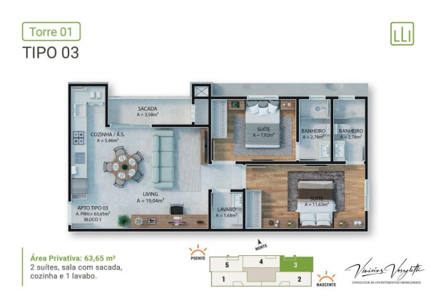 Imagem Apartamento com 2 Quartos à Venda, 69 m² em Várzea Do Ranchinho - Itapema