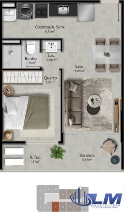 Imagem Imóvel com 1 Quarto à Venda, 32 m² em Jardim Camburi - Vitória
