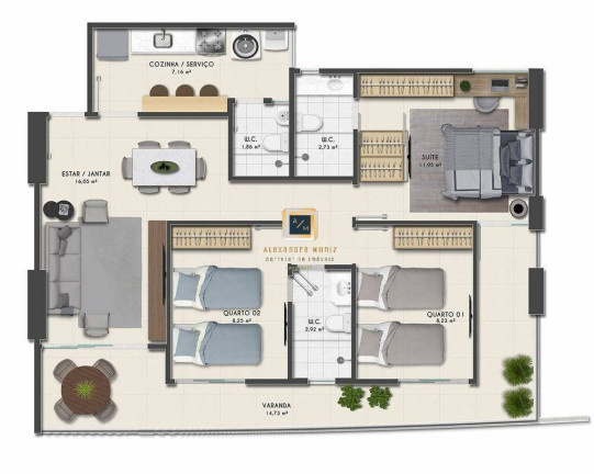 Imagem Apartamento com 3 Quartos à Venda, 83 m² em Parquelândia - Fortaleza Imagem Apartamento com 3 Quartos à Venda, 83 m² em Parquelândia - Fortaleza