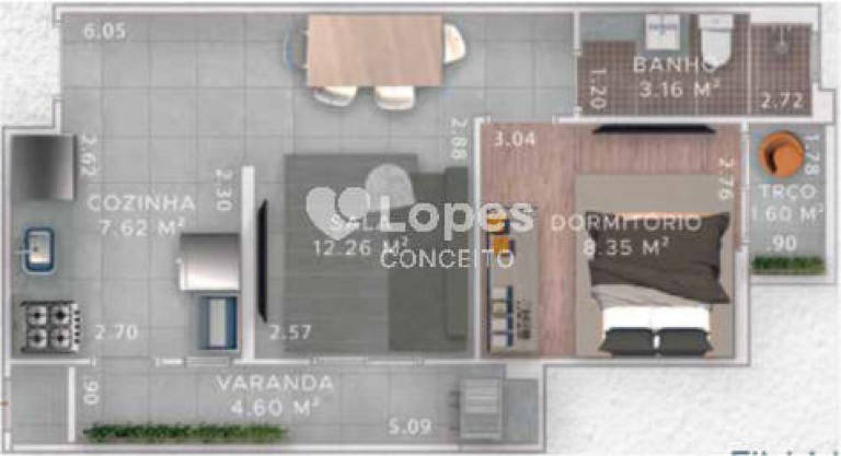 Imagem Apartamento com 1 Quarto à Venda, 37 m² em Boqueirão - Praia Grande