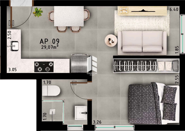 Imagem Apartamento com 1 Quarto à Venda, 34 m² em Camobi - Santa Maria
