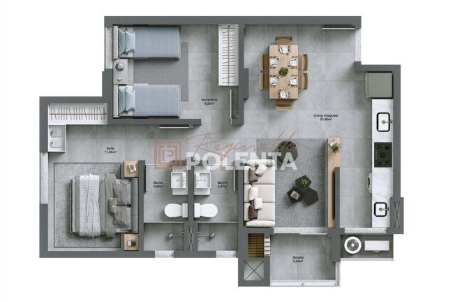 Imagem Apartamento com 2 Quartos à Venda, 65 m² em Comerciário - Criciúma Imagem Apartamento com 2 Quartos à Venda, 65 m² em Comerciário - Criciúma