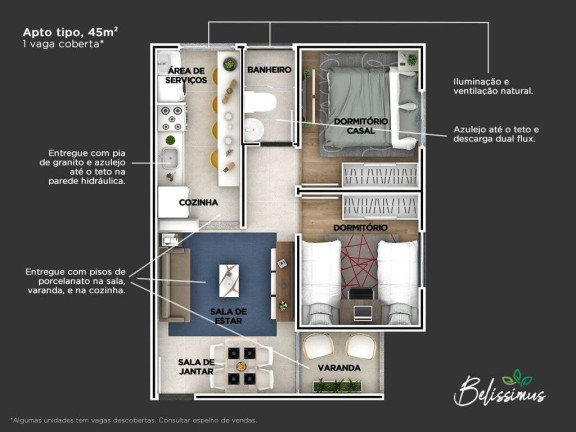 Imagem Apartamento com 2 Quartos à Venda, 44 m² em Jardim Simus - Sorocaba