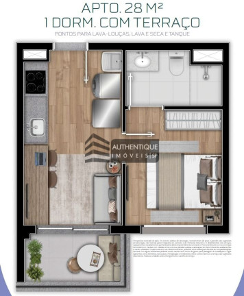 Imagem Apartamento com 1 Quarto à Venda, 28 m² em Brooklin - São Paulo