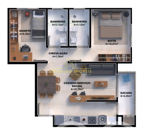 Imagem Apartamento com 2 Quartos à Venda, 59 m² em Nova Palhoça - Palhoça