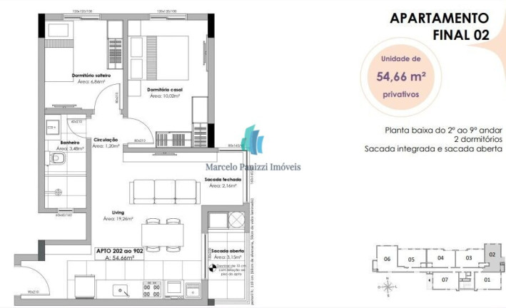 Imagem Apartamento com 2 Quartos à Venda, 54 m² em Progresso - Bento Gonçalves