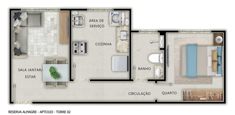 Imagem Apartamento com 2 Quartos à Venda, 53 m² em Ponta De Campina - Cabedelo