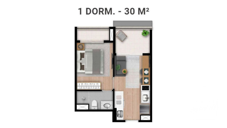 Imagem Apartamento com 1 Quarto à Venda, 30 m² em Brooklin - São Paulo