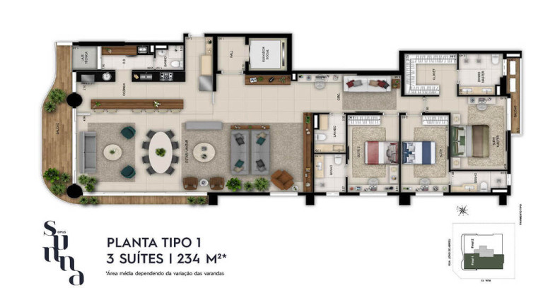 Imagem Apartamento com 4 Quartos à Venda, 235 m² em Setor Oeste - Goiânia