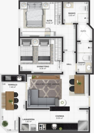Imagem Apartamento com 2 Quartos à Venda, 70 m² em Tupi - Praia Grande