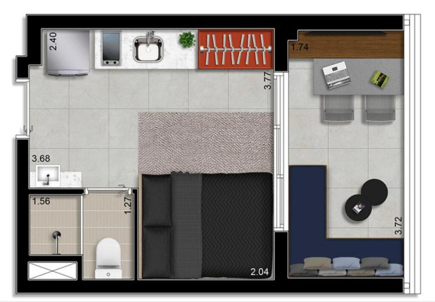 Imagem Apartamento com 1 Quarto para Alugar,  em Liberdade - São Paulo