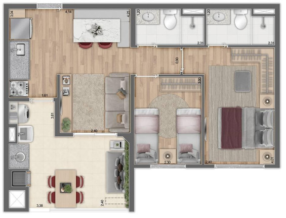 Imagem Apartamento com 2 Quartos à Venda, 54 m² Imagem Apartamento com 2 Quartos à Venda, 54 m²