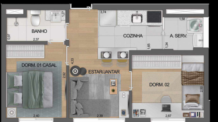 Imagem Apartamento com 2 Quartos à Venda, 36 m² em Moema - São Paulo