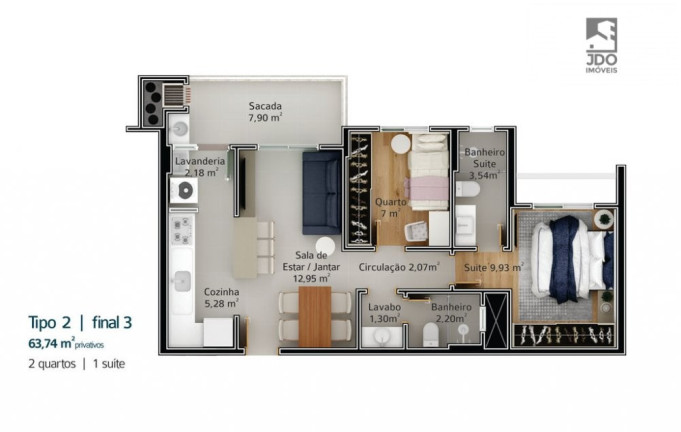 Imagem Apartamento com 2 Quartos à Venda, 64 m² em água Verde - Curitiba Imagem Apartamento com 2 Quartos à Venda, 64 m² em água Verde - Curitiba