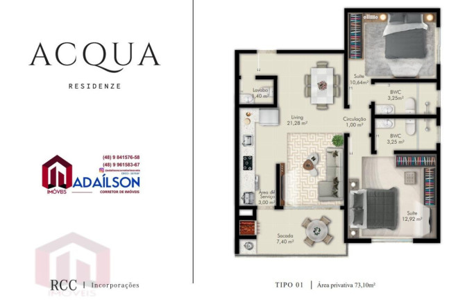 Imagem Imóvel com 2 Quartos à Venda, 73 m² Imagem Imóvel com 2 Quartos à Venda, 73 m²