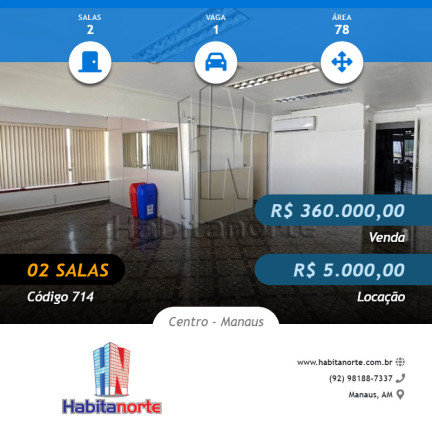 Sala Comercial à Venda, 78 m² em Centro - Manaus