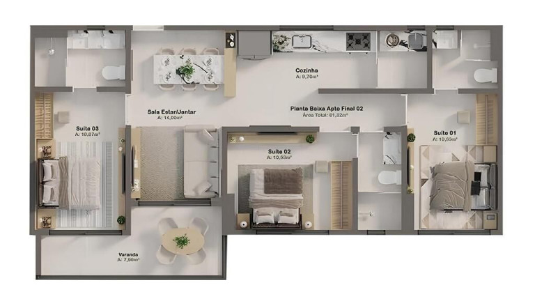 Imagem Apartamento com 2 Quartos à Venda, 62 m² em Bessa - João Pessoa