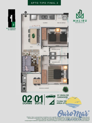 Imagem Apartamento com 2 Quartos para Alugar ou Temporada, 73 m² em Centro - Itanhaém