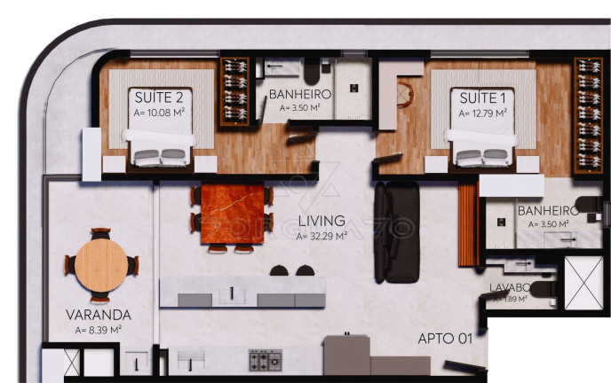 Imagem Apartamento com 2 Quartos à Venda, 84 m² em Praia Brava De Itajaí - Itajaí