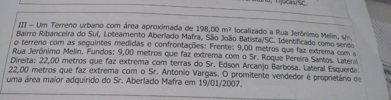 Imagem Terreno à Venda, 198 m² em Ribanceira Do Sul - São João Batista