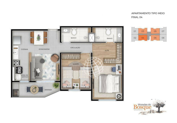 Imagem Apartamento com 2 Quartos à Venda, 54 m² em Residencial Moradas Do Bosque - Bom Jesus Dos Perdões