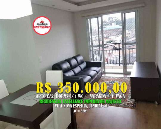Apartamento com 2 Quartos à Venda, 54 m² em Vila Nova Esperia - Jundiaí